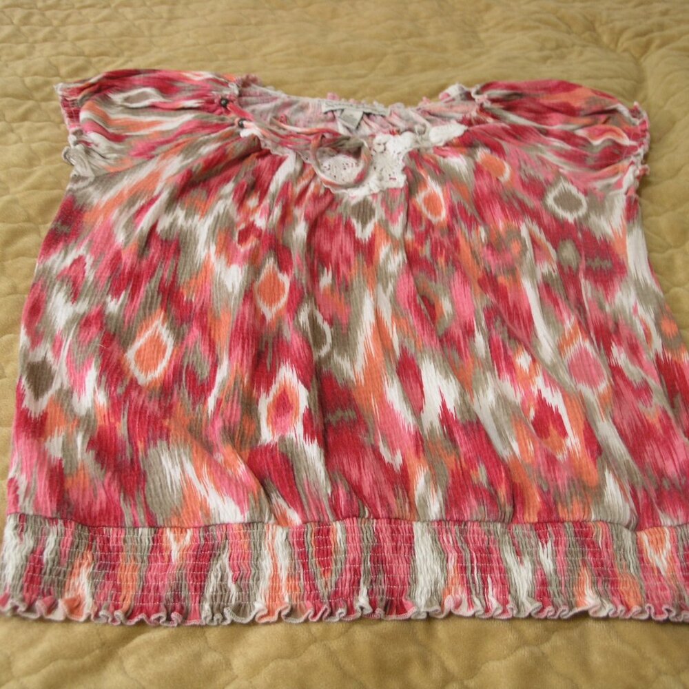 French Laundry Multi Color Pinks Women's Short Sleeve Top Size Med